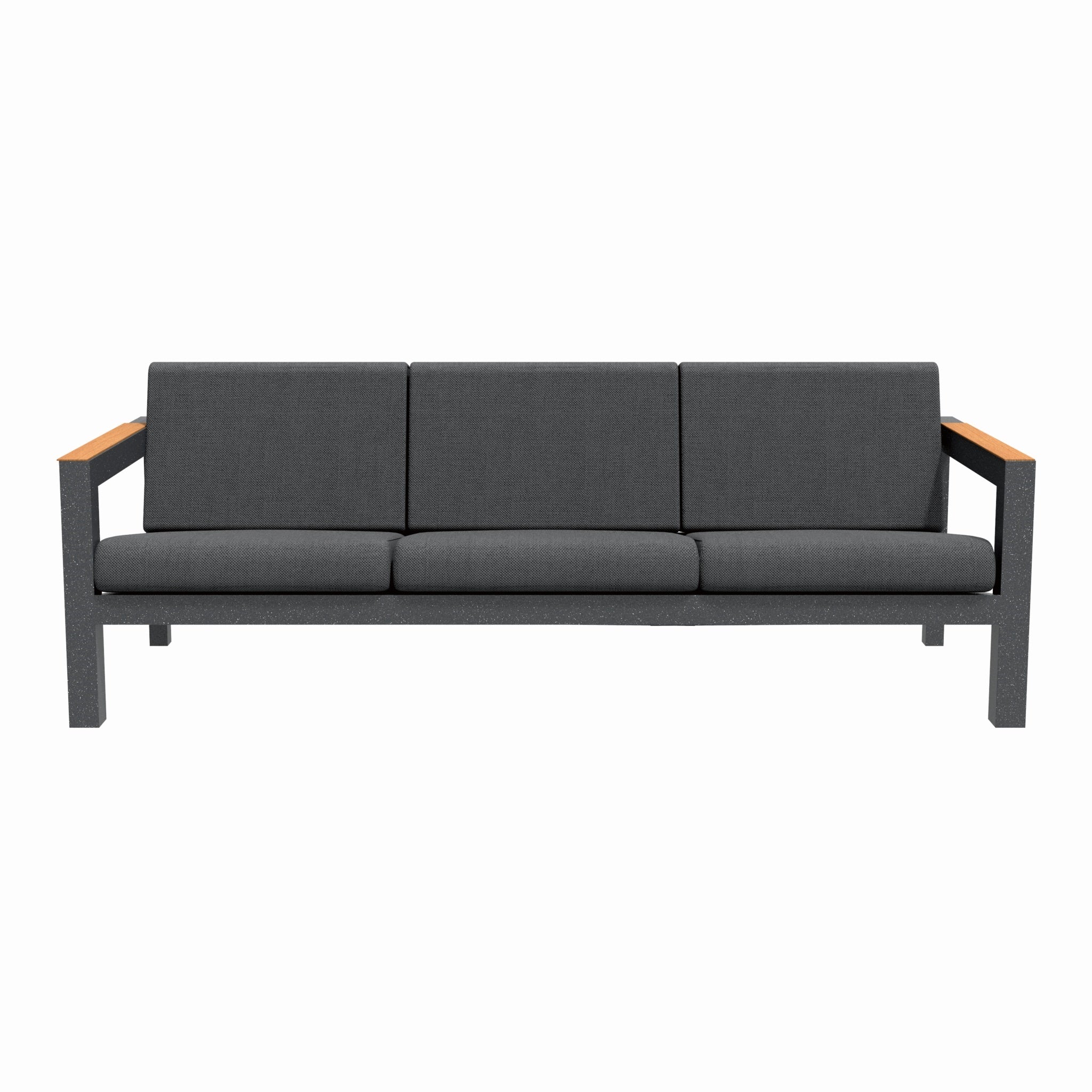 ARVE 3-Seater Outdoor SofaSpacious Aluminium Garden Sofa with Teak Detail