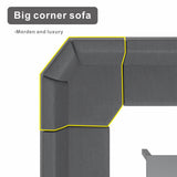 ARVE 5-Seater Modular Aluminium Outdoor Corner Sofa Set - 7 Pieces · Teak Armrests · Olefin Cushions · Ceramic Glass Coffee Table