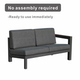 ARVE 5-Seater Modular Aluminium Outdoor Corner Sofa Set - 7 Pieces · Teak Armrests · Olefin Cushions · Ceramic Glass Coffee Table