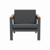 ARVE Single Outdoor Sofa - Aluminium Frame · Teak Armrests · Premium Olefin Cushions