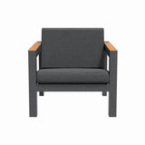 ARVE Single Outdoor Sofa - Aluminium Frame · Teak Armrests · Premium Olefin Cushions