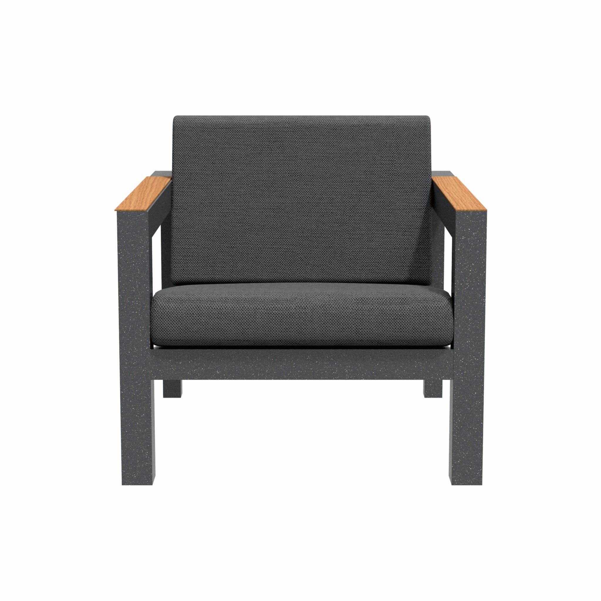 ARVE Single Outdoor Sofa - Aluminium Frame · Teak Armrests · Premium Olefin Cushions