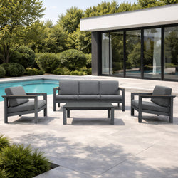 ARVE 5-Seater Aluminium Outdoor Sofa Set with Coffee Table – 4 Pieces