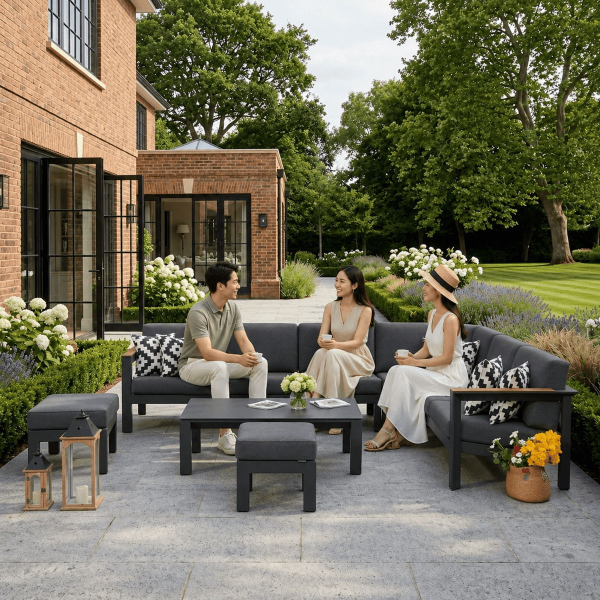 ARVE 5-Seater Modular Aluminium Outdoor Corner Sofa Set with Coffee Table – 7 Pieces