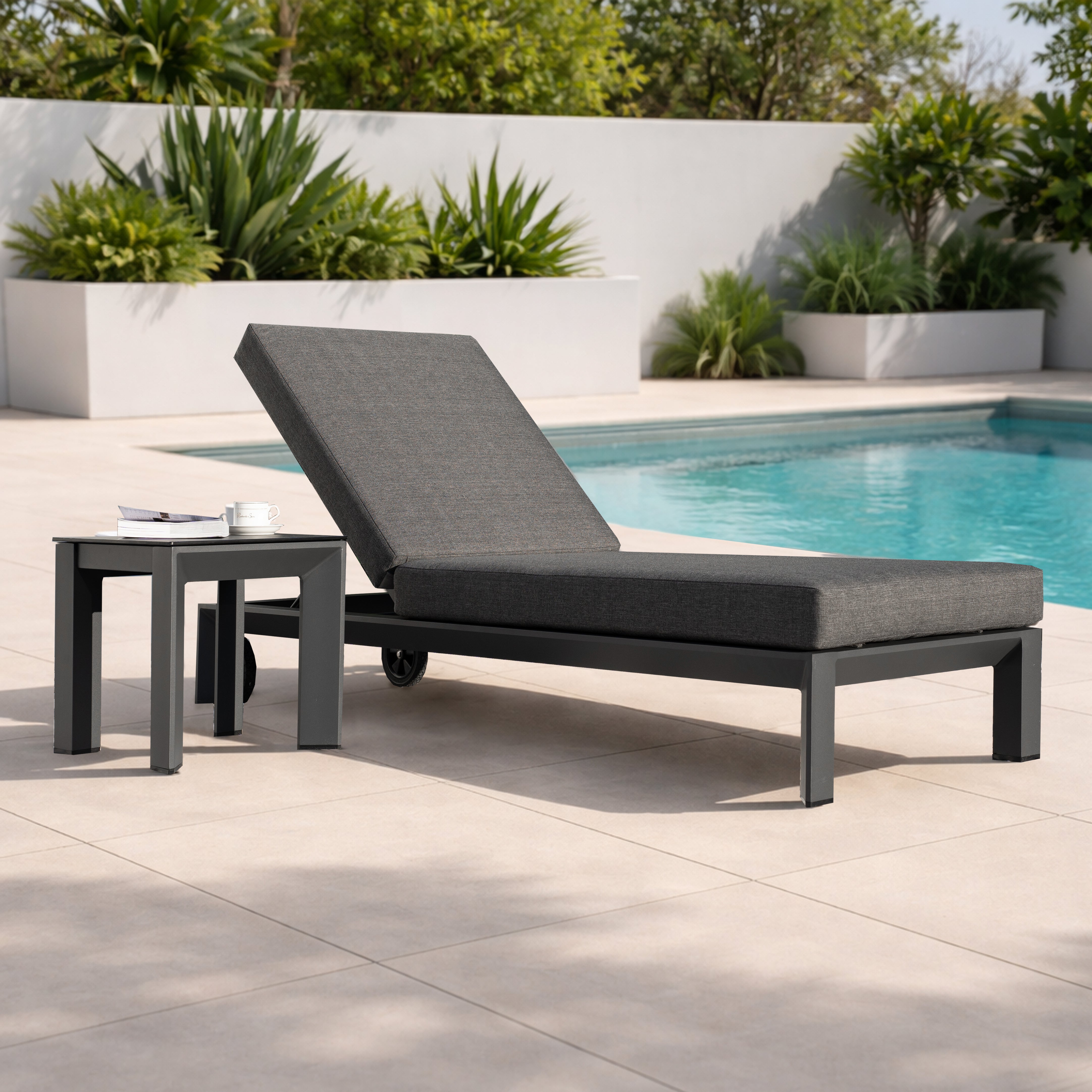ARVE Aluminum Sun Lounger Set (Chaise + Side Table)