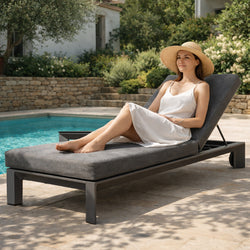 ARVE Aluminium Outdoor Sun Lounger Set with Side Table – 2 Pieces