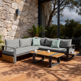ARVIA Aluminium Corner Sofa Set with Coffee Table