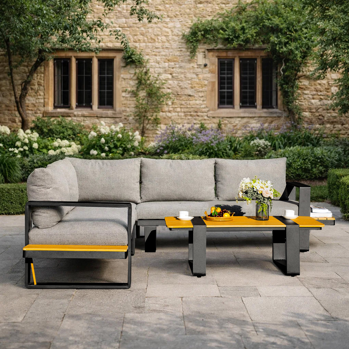 ARVIA Aluminium Corner Sofa Set with Coffee Table