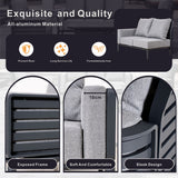 AUREL 5-Seater Aluminium Modular L-Shaped Outdoor Corner Sofa Set – 6 Pieces