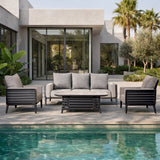 AUREL 5-Seater Aluminium Outdoor Sofa Set - 4 Pieces