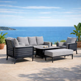 AUREL 7-Seater Aluminium Outdoor Sofa Set - 5 Pieces