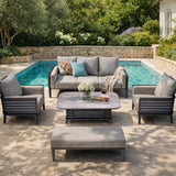 AUREL 7-Seater Aluminium Outdoor Sofa Set - 5 Pieces