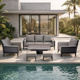 AUREL 7-Seater Aluminium Outdoor Sofa Set - 6 Pieces