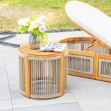 CAVEN Solid Wood Adjustable Sun Lounger Set - 2 Loungers with Side Tables