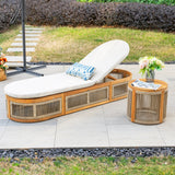 CAVEN Solid Wood Adjustable Sun Lounger Set with Side Tables