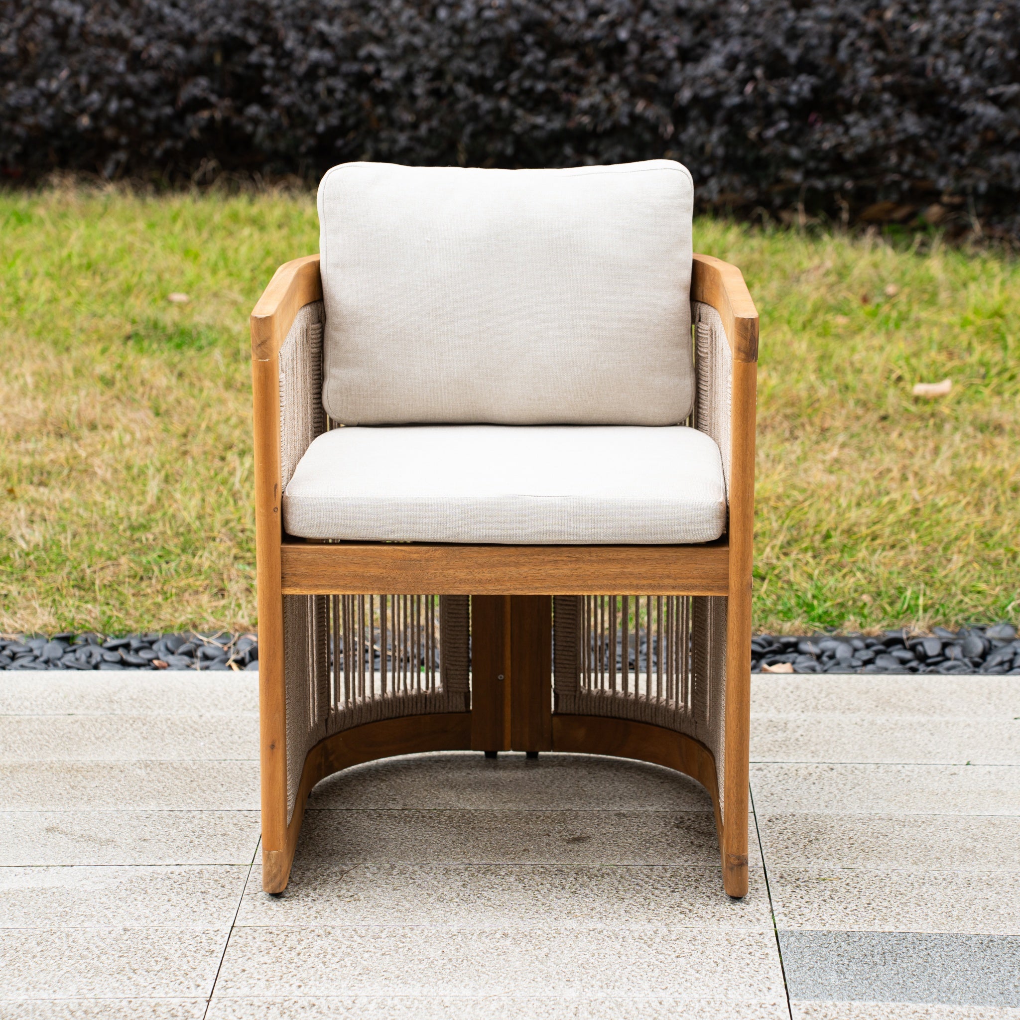 CAVEN Solid Wood Outdoor Dining Chair with Cushion