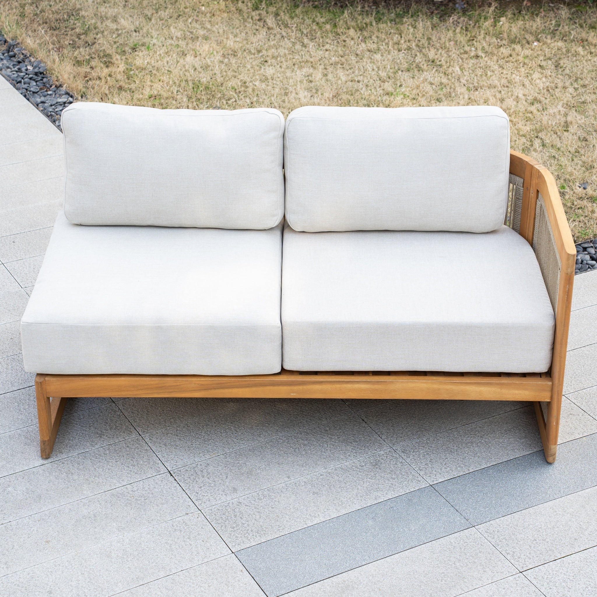 CAVEN Solid Wood Outdoor Left Arm Sofa with Adjustable Seat