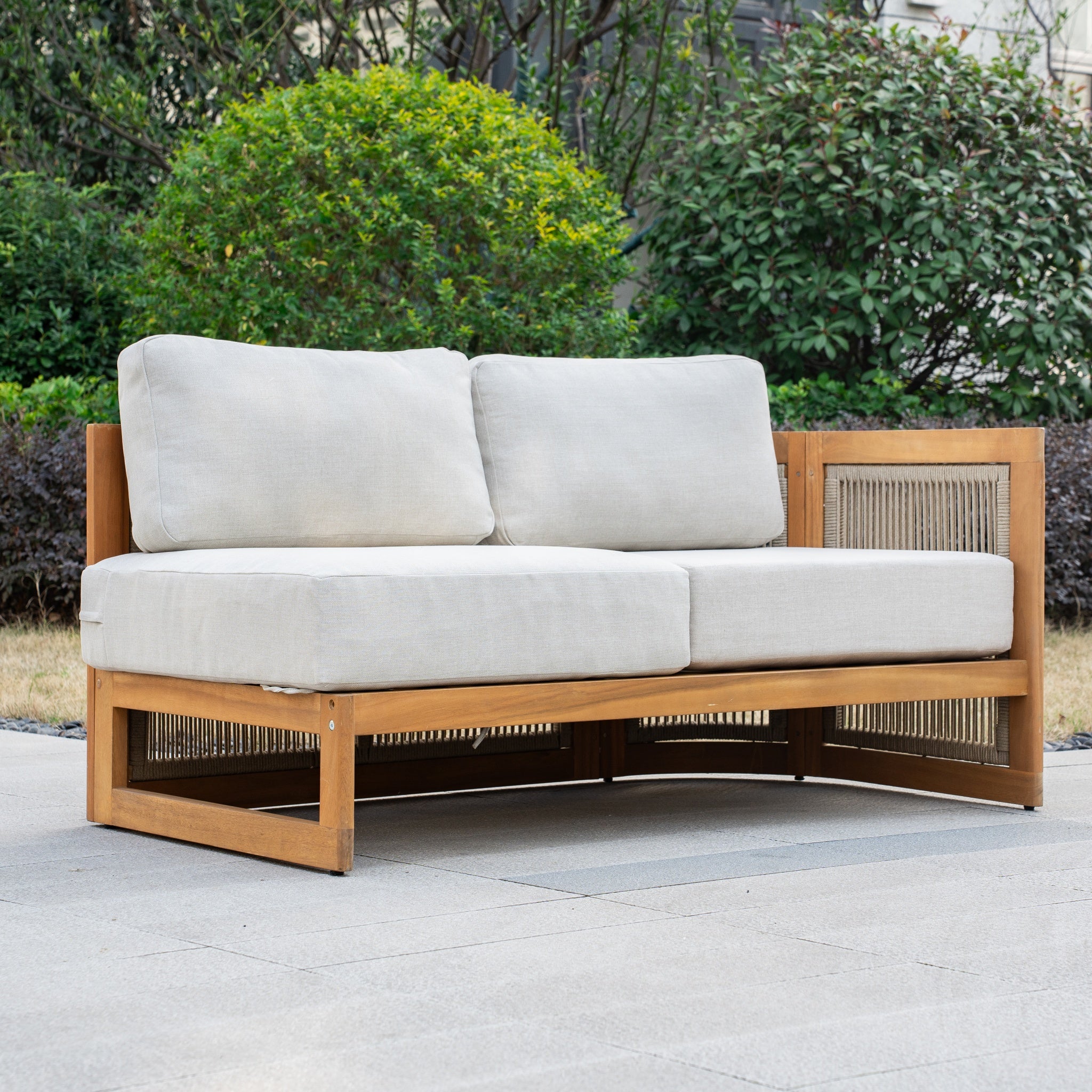 CAVEN Solid Wood Outdoor Left Arm Sofa with Adjustable Seat