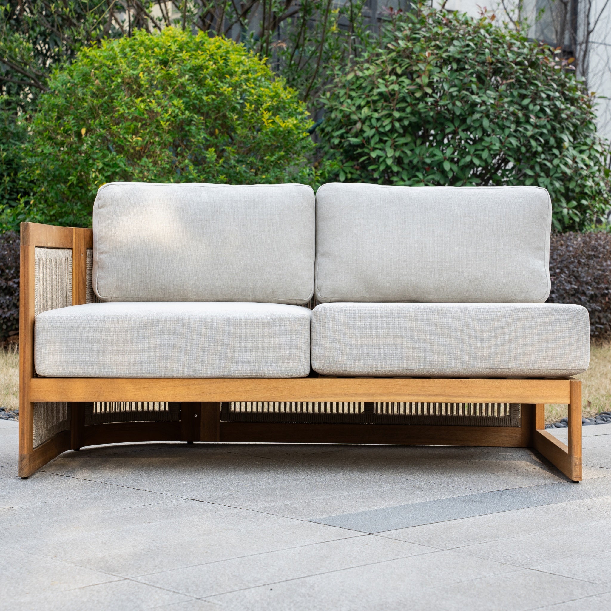 CAVEN Solid Wood Outdoor Right Arm Sofa with Adjustable Seat