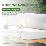 CAVEN Solid Wood Outdoor Right Arm Sofa with Adjustable Seat