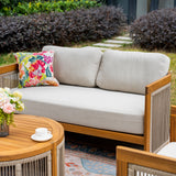 CAVEN 4-Seater Solid Wood Garden Sofa Set - 4-Piece Outdoor Sofa Set with Cushions