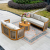 CAVEN 5-Seater Solid Wood Garden Sofa Set - 3-Piece Outdoor Sofa Set with Cushions