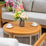 CAVEN 5-Seater Solid Wood Garden Sofa Set - 3-Piece Outdoor Sofa Set with Cushions