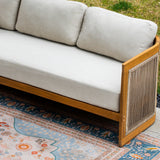 CAVEN 5-Seater Solid Wood Garden Sofa Set - 3-Piece Outdoor Sofa Set with Cushions