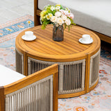 CAVEN 5-Seater Solid Wood Garden Sofa Set - 3-Piece Outdoor Sofa Set with Cushions