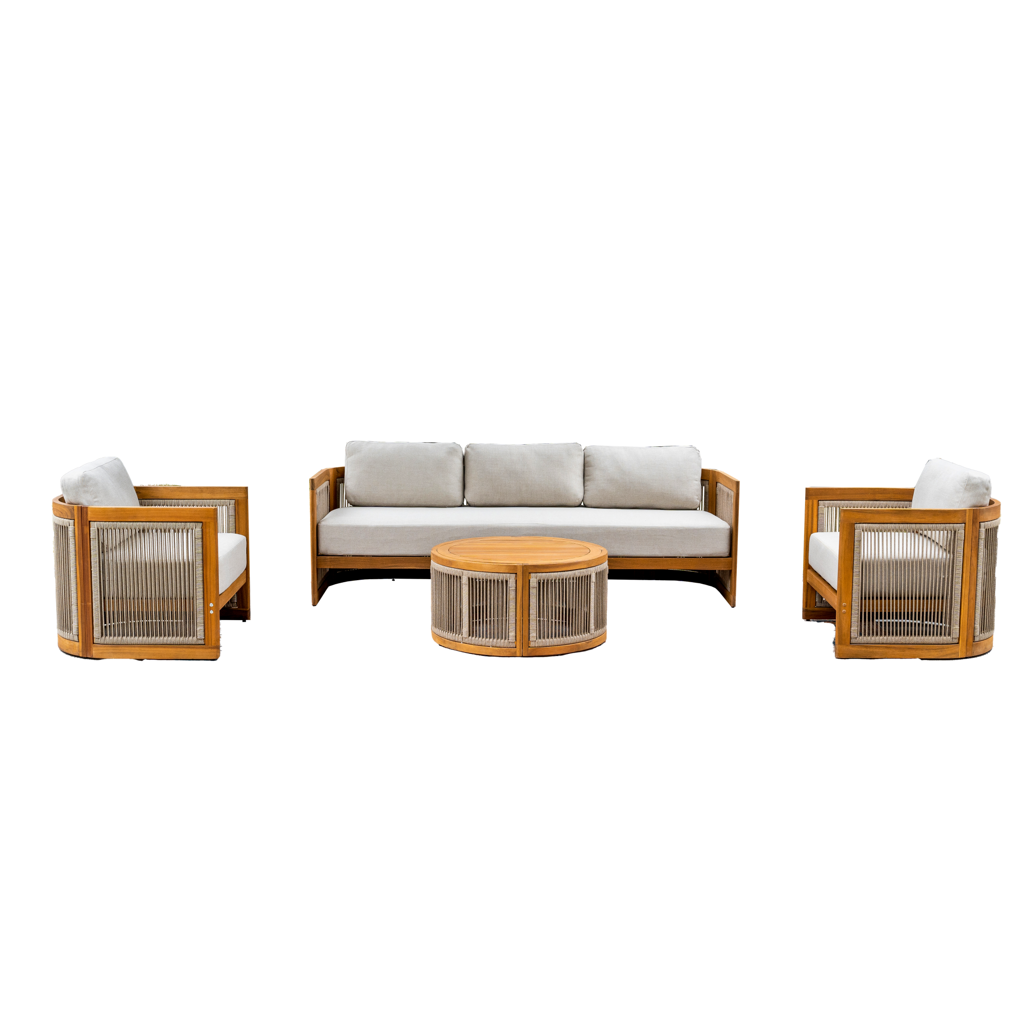 CAVEN 5-Seater Solid Wood Garden Sofa Set - 4-Piece Outdoor Sofa Set with Cushions