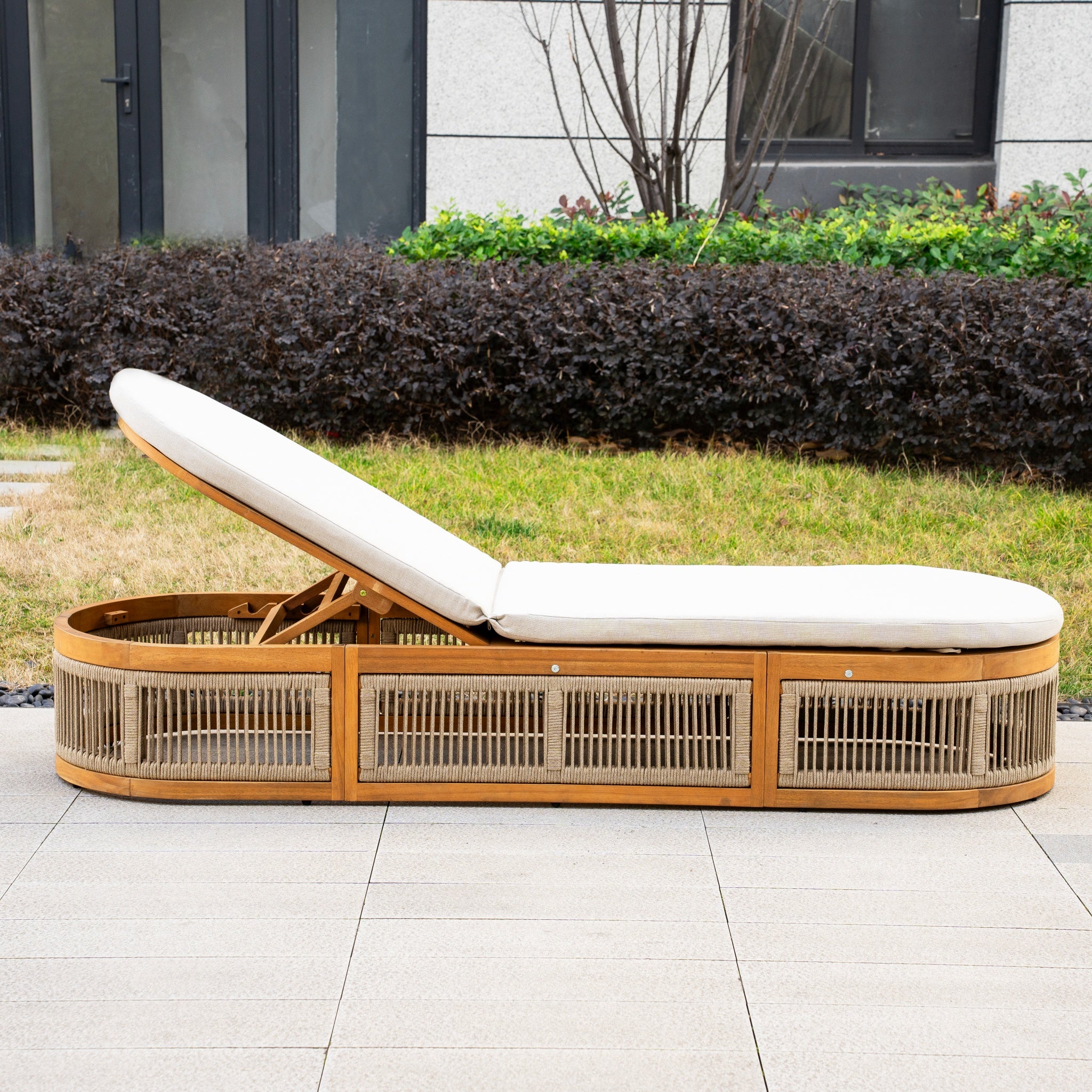 CAVEN Solid Wood Adjustable Sun Lounger
