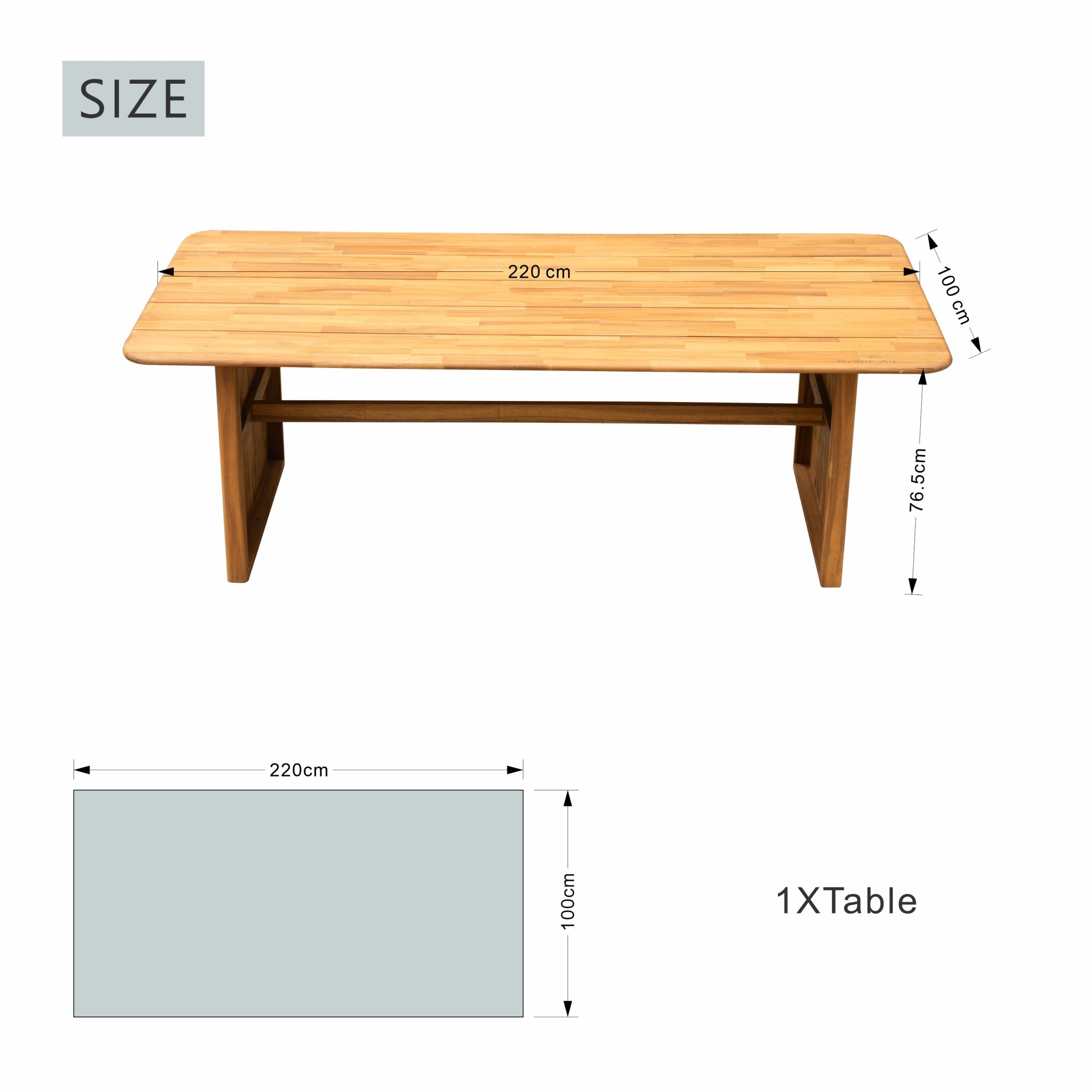 CAVEN Solid Wood Outdoor Dining Table – 2.2m