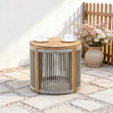CAVEN Solid Wood Round Outdoor Side Table