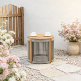 CAVEN Solid Wood Round Outdoor Side Table
