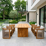 CAVEN Solid Wood Outdoor Dining Set with 2.2m Table & Chairs