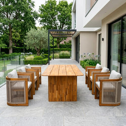 CAVEN Solid Wood Outdoor Dining Set with 2.2m Dining Table & Chairs