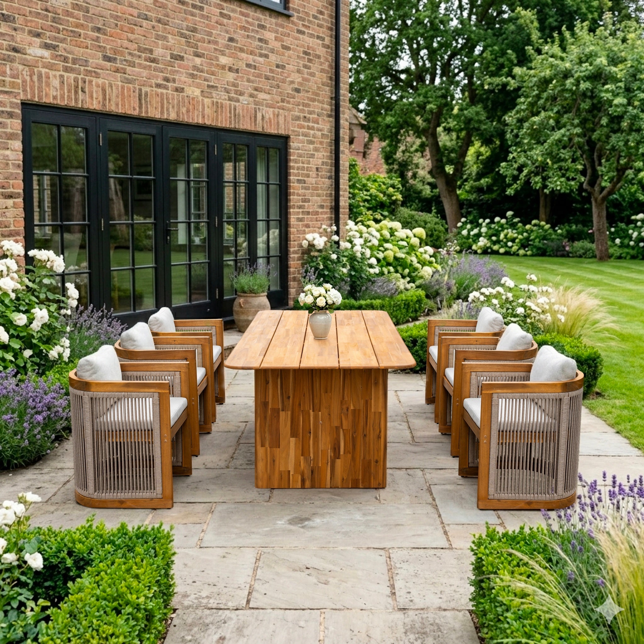 CAVEN Solid Wood Outdoor Dining Set with 2.2m Table & Chairs