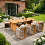 CAVEN Solid Wood Outdoor Dining Set with 2.2m Table & Chairs