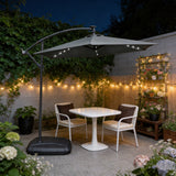 LED Cantilever Garden Parasol with Steel Frame – 8 Rib, Vented Canopy & Weighted Base