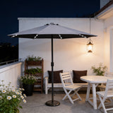 LED Garden Parasol with Steel Pole – 8 Rib, Crank Handle & Vented Canopy