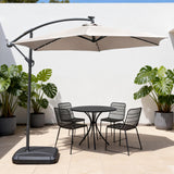 LED Cantilever Garden Parasol with Steel Frame – 8 Rib, Vented Canopy & Weighted Base