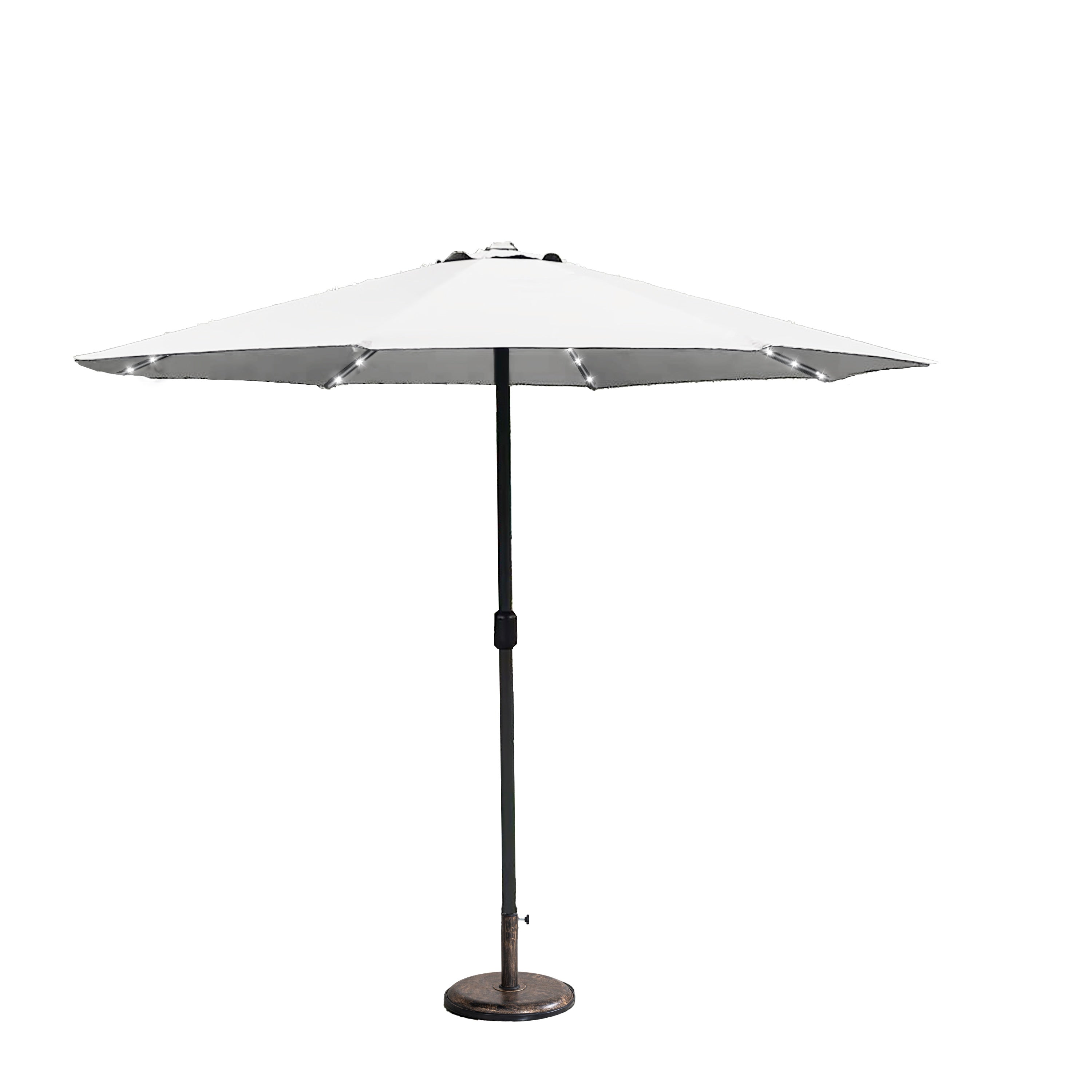 LED Garden Parasol with Steel Pole – 8 Rib, Crank Handle & Vented Canopy