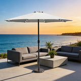 LED Garden Parasol with Steel Pole – 8 Rib, Crank Handle & Vented Canopy