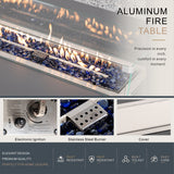 TALARA Outdoor Aluminium Gas Fire Pit Table – Powder-Coated Finish