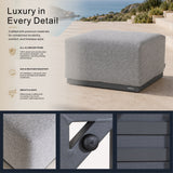 VAREL Aluminium Outdoor Ottoman with Removable Cushion