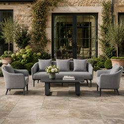 VELORA 5-Seater Aluminium Outdoor Sofa Set with TALARA Coffee Table – 4 Pieces