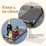 Outdoor Aluminium Serving Tray with Teak Handles