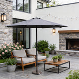 Outdoor Garden Parasol with Steel Pole – 8 Rib, Crank Handle & Vent