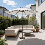 Outdoor Garden Parasol with Steel Pole – 8 Rib, Crank Handle & Vent