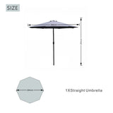 Solar LED Outdoor Garden Parasol with Steel Pole – 8-Rib Canopy, Crank Handle & Vent